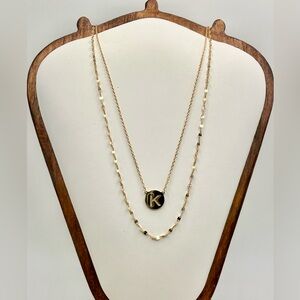 Sterling Silver Initial K Necklace Gold Vermeil Layered Disc